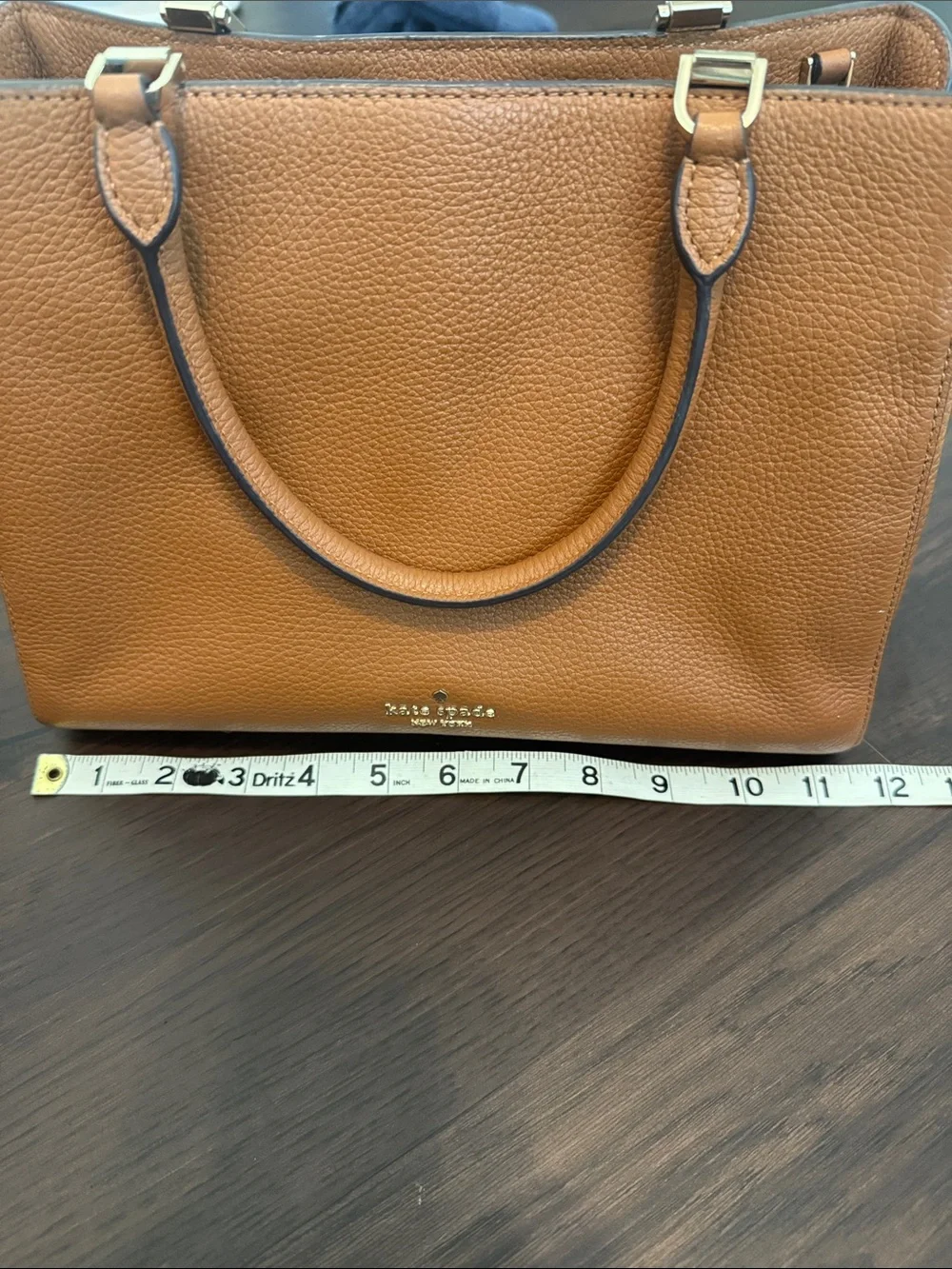 Kate Spade Leila Medium Triple Compartment Pebbled Leather Satchel Warm Ginger